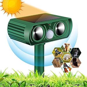 Solar Ultrasonic Outdoor Pest Repeller for Farm Garden Yard Repellent Dogs, Cats, Birds, Skunk, Squirrels
