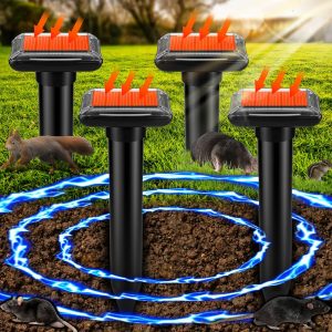 Mole Repellent Solar Powered Gopher Repellent Repels Snake Ultrasonic Outdoor Waterproof Vibration Stakes