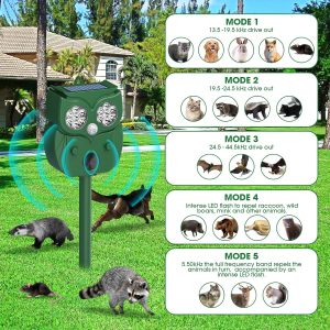 Animal Repeller Ultrasonic, Solar Animal Repellent Outdoor Garden for Dogs Fox Raccoon Rabbit
